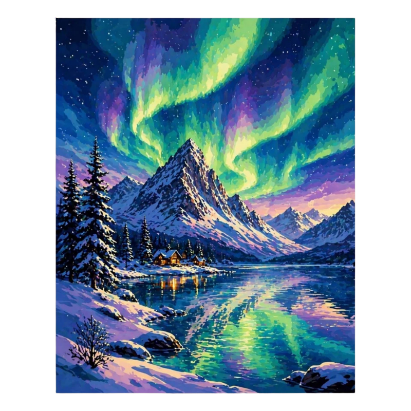 Magical Mountain Aurora Paint by Numbers