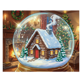 Magical Snow Globe Christmas Cabin Paint by Numbers