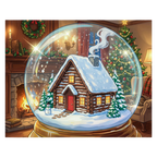 Magical Snow Globe Christmas Cabin Paint by Numbers