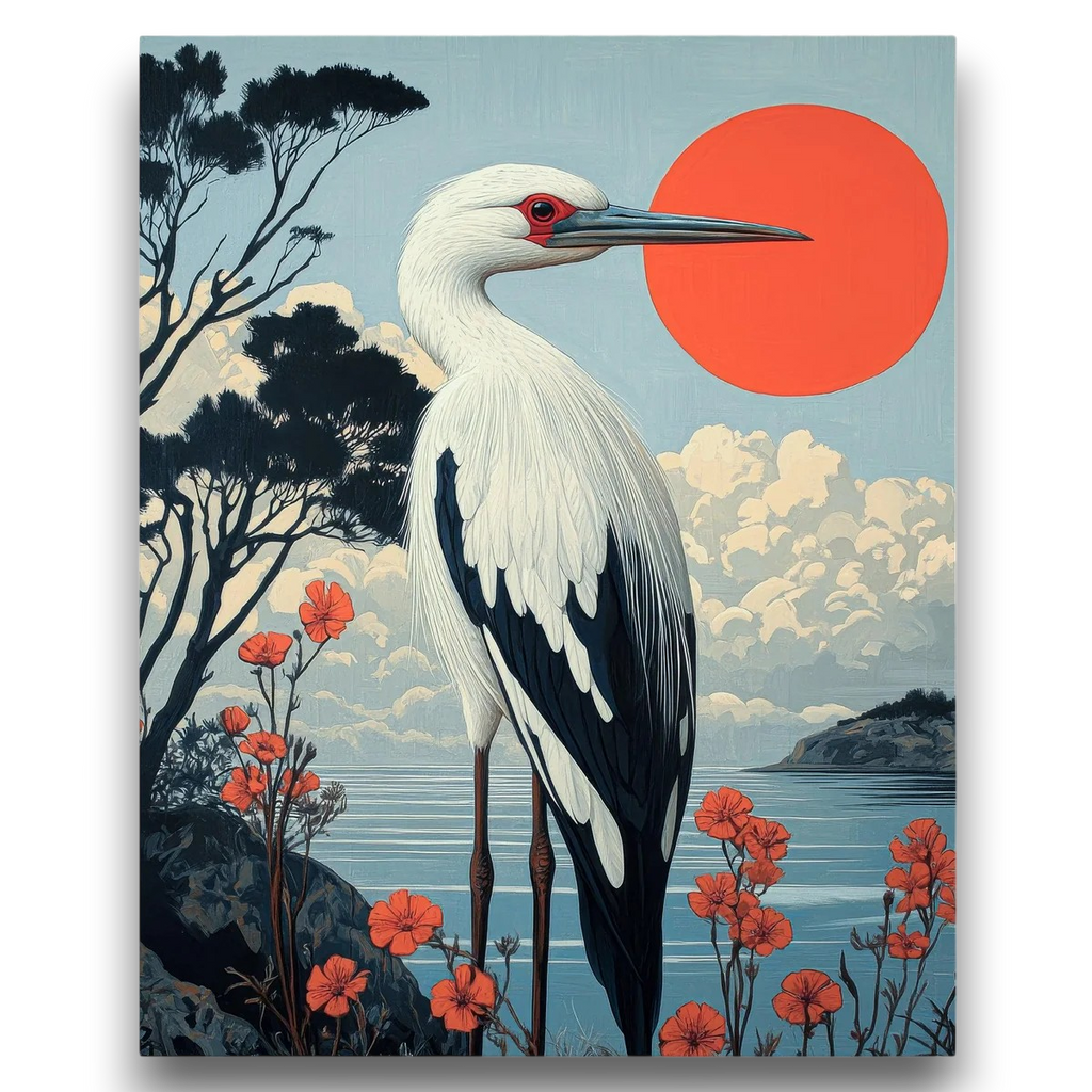Majestic White Stork at Sunset Paint by Numbers