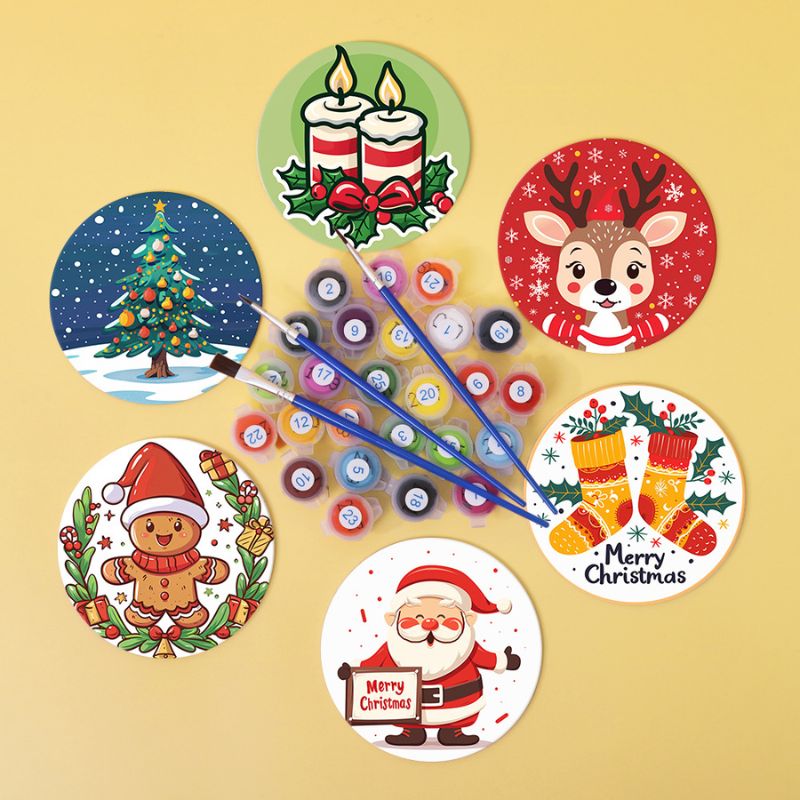 Merry Christmas Paint by Numbers Coasters