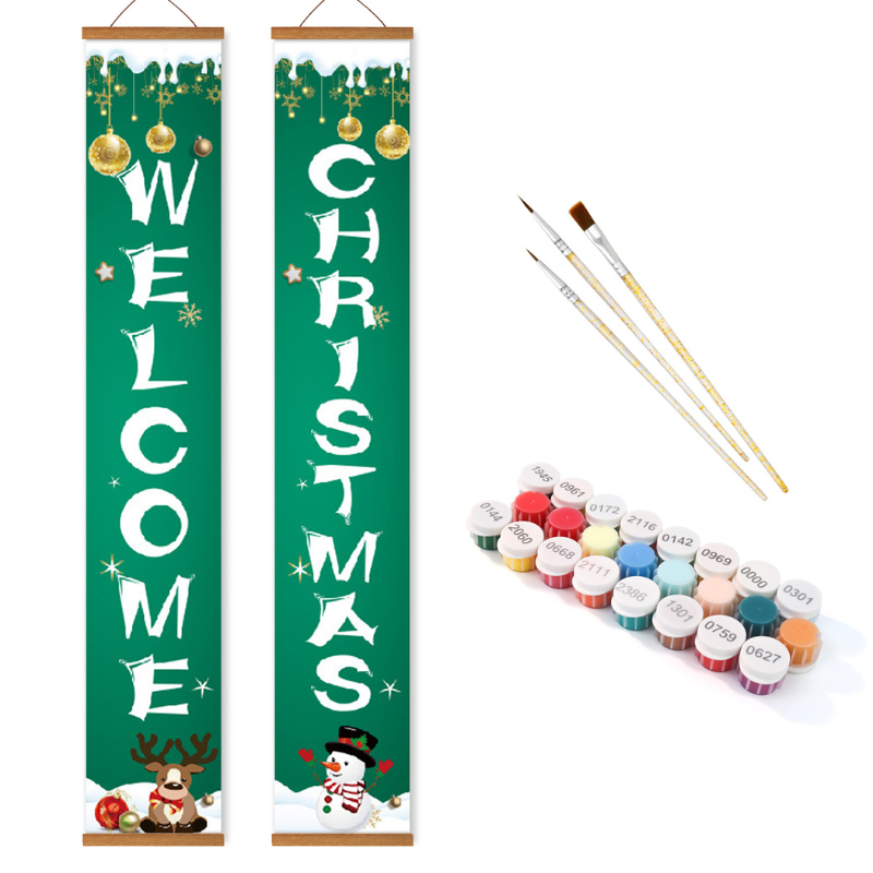 Merry Christmas Welcome Hanging Scroll Paint by Numbers Kit