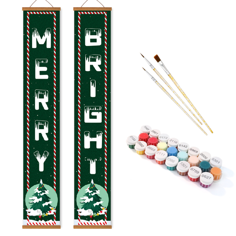 Merry & Bright Hanging Scroll Paint by Numbers Kit