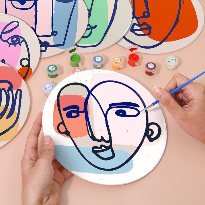 Minimalist Face Designs 6-Pieces Paint by Numbers Placemat