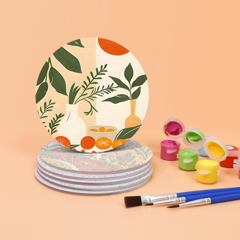 Modern Botanical Paint by Numbers Coasters