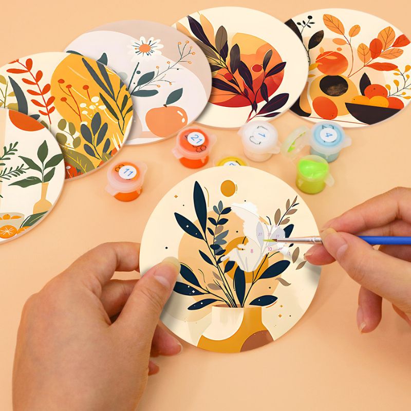 Modern Botanical Paint by Numbers Coasters