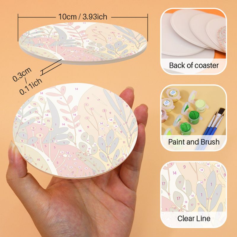 Modern Botanical Paint by Numbers Coasters