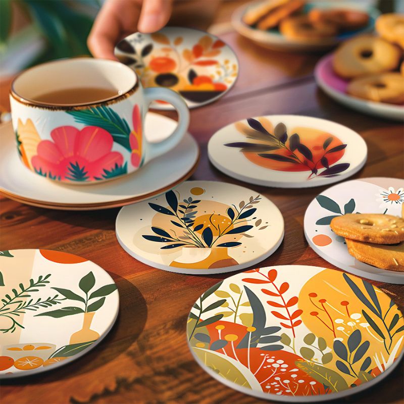 Modern Botanical Paint by Numbers Coasters