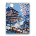 Moonlit Japanese Temple Paint by Numbers