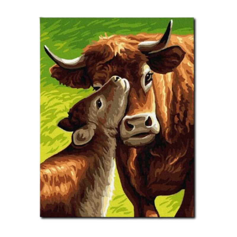 Mother Cow with Calf Paint by Numbers