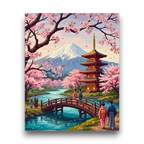 Mount Fuji Cherry Blossom Paint by Numbers