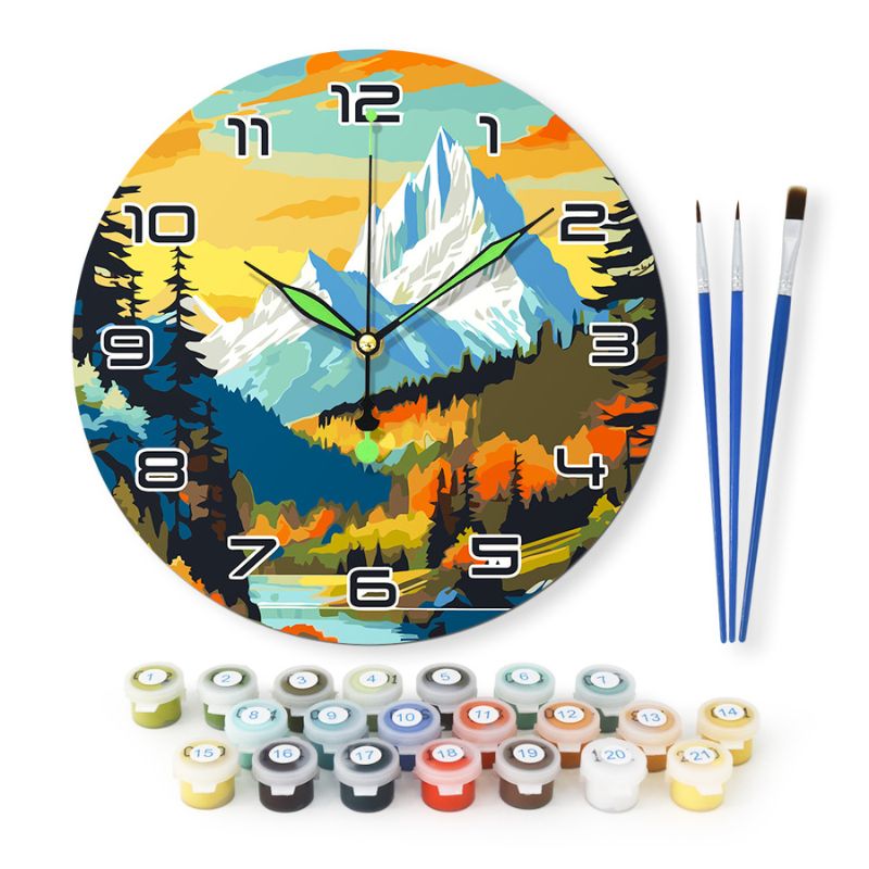 Mountain Landscape Paint by Numbers Clock Kit