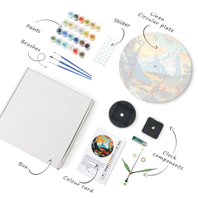 Mountain Landscape Paint by Numbers Clock Kit
