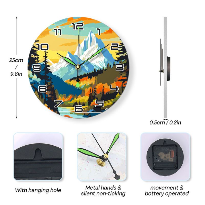 Mountain Landscape Paint by Numbers Clock Kit