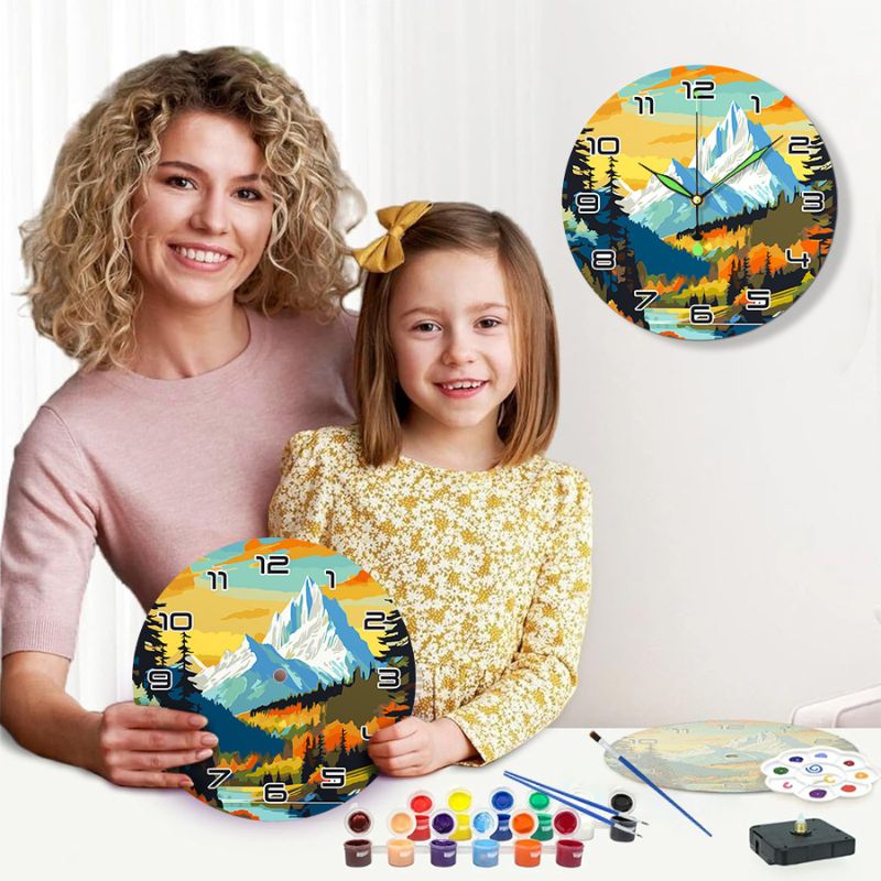 Mountain Landscape Paint by Numbers Clock Kit