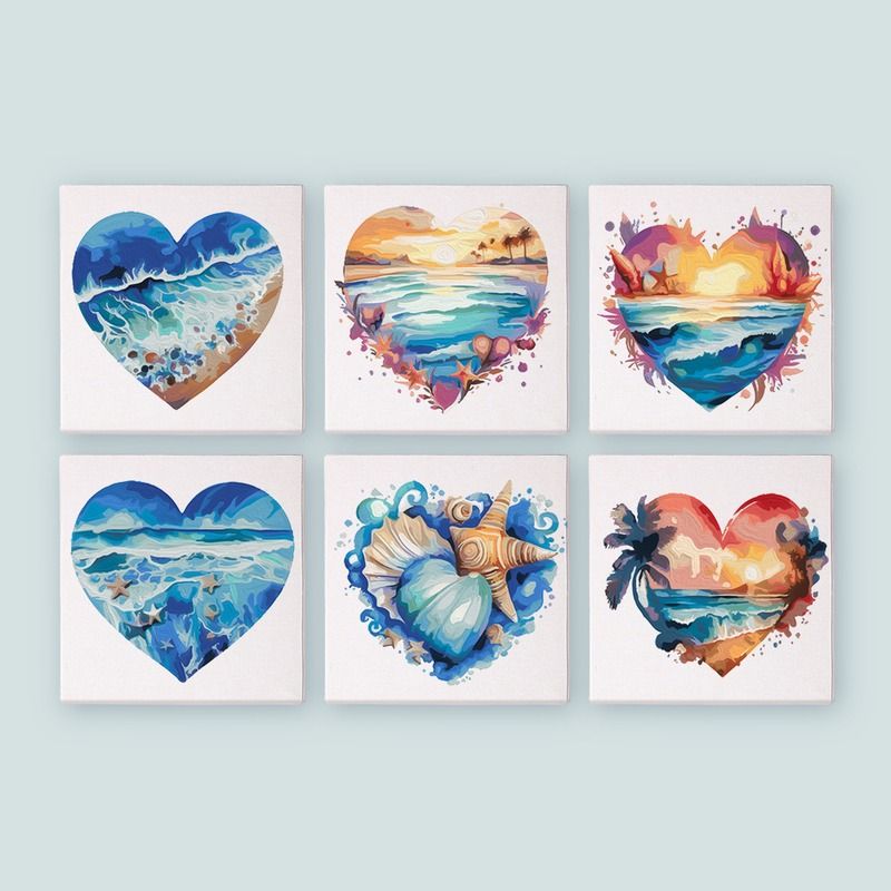 Ocean Hearts Mini Paint by Numbers