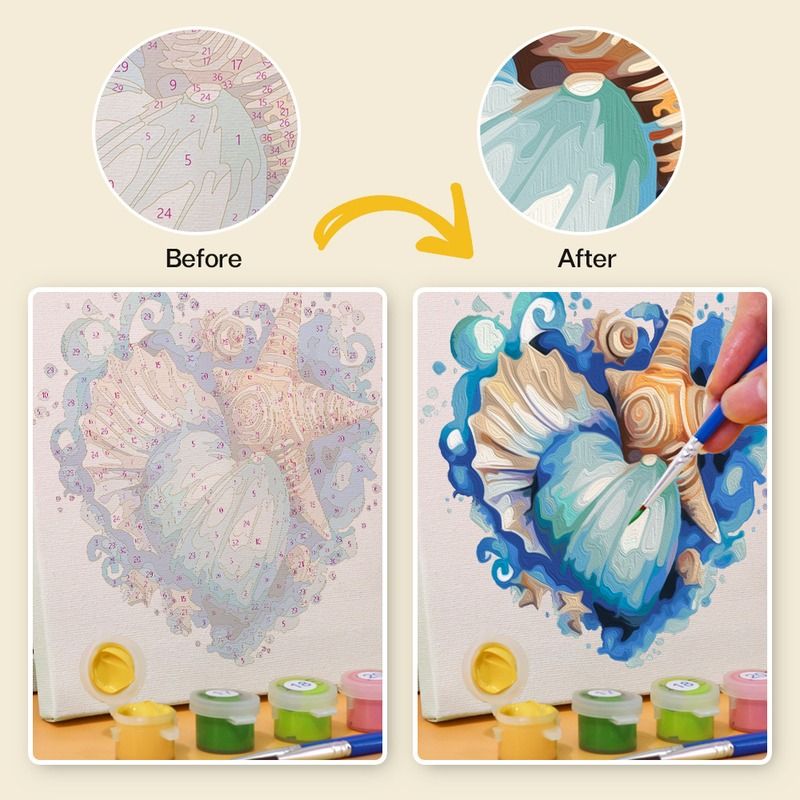 Ocean Hearts Mini Paint by Numbers