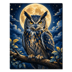 Owl Under the Full Moon Paint by Numbers