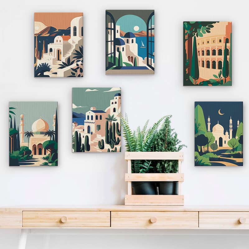 Timeless Cities - 6 Mini Paintings