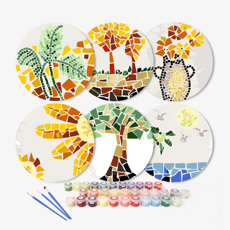 Palm & Nature Mosaic 6-Piece Paint by Numbers Placemat