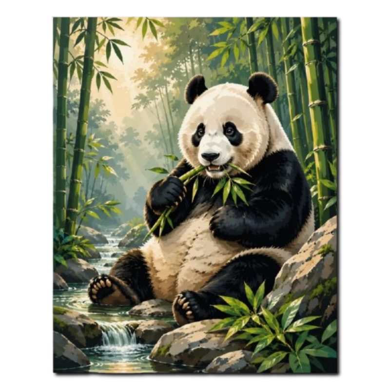 Panda by the Stream Paint by Numbers