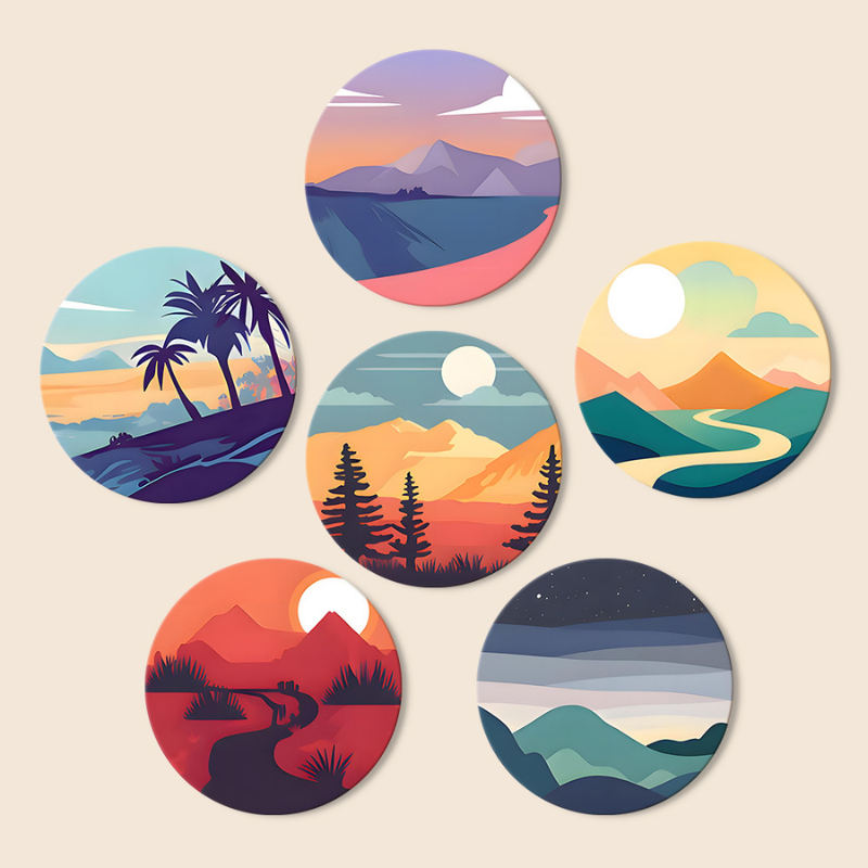 Peaceful Landscape Views 6-Piece Paint by Numbers Placemat