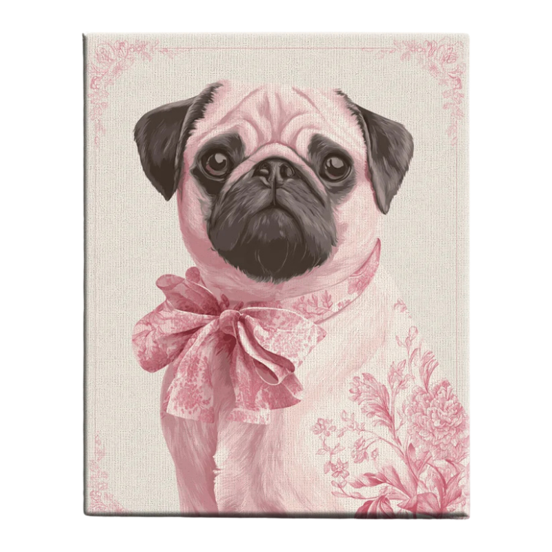 Pink Floral Pug Paint by Numbers