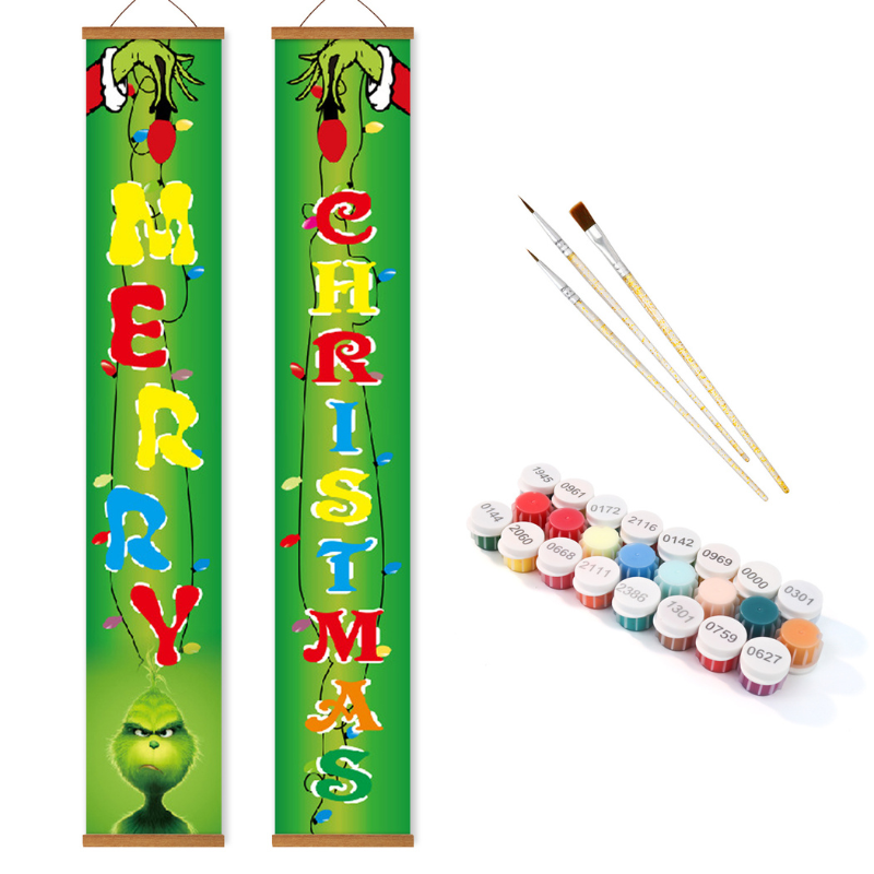 Playful Christmas Hanging Scroll Paint by Numbers Kit