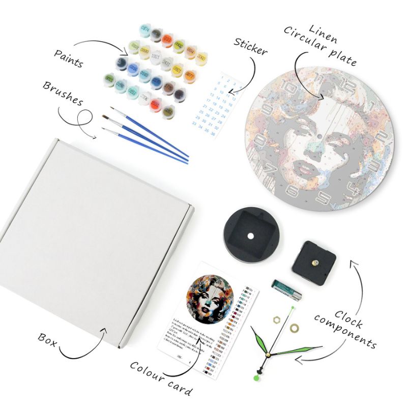Pop Art Portrait Paint by Numbers Clock Kit