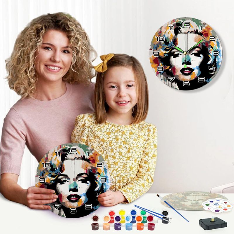 Pop Art Portrait Paint by Numbers Clock Kit