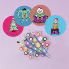 Quirky Christmas Characters Paint by Numbers Coasters