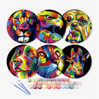 Rainbow Animal Faces 6-Pieces Paint by Numbers Placemat