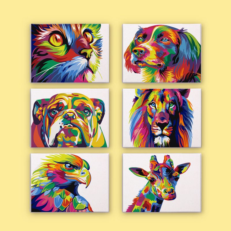 Rainbow Animal Portraits Mini Paint by Numbers