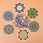 Rainbow Mandala Paint by Numbers Coasters