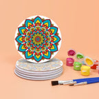Rainbow Mandala Paint by Numbers Coasters