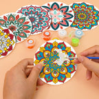 Rainbow Mandala Paint by Numbers Coasters