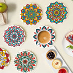 Rainbow Mandala Paint by Numbers Coasters
