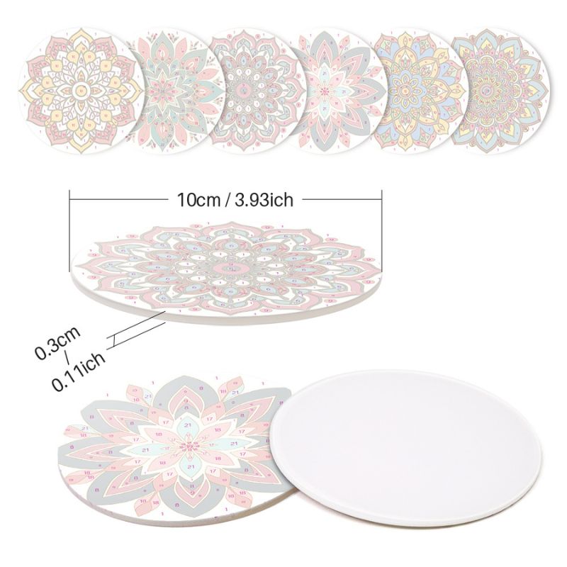Rainbow Mandala Paint by Numbers Coasters