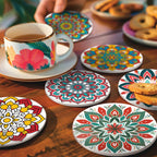 Rainbow Mandala Paint by Numbers Coasters
