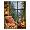 Rainy Cottage Reading Scene Paint by Numbers