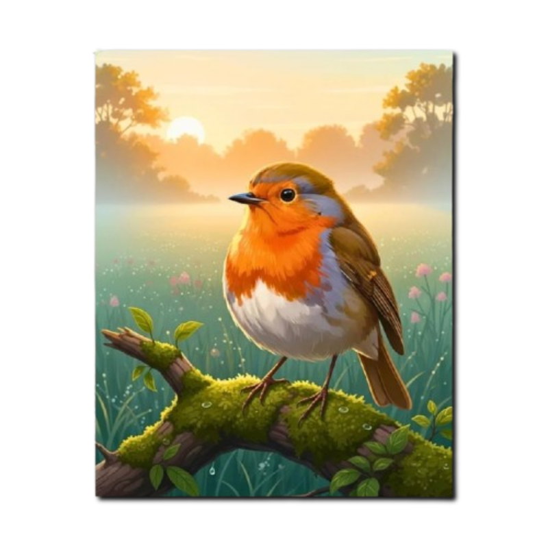 Robin at Sunrise Paint by Numbers