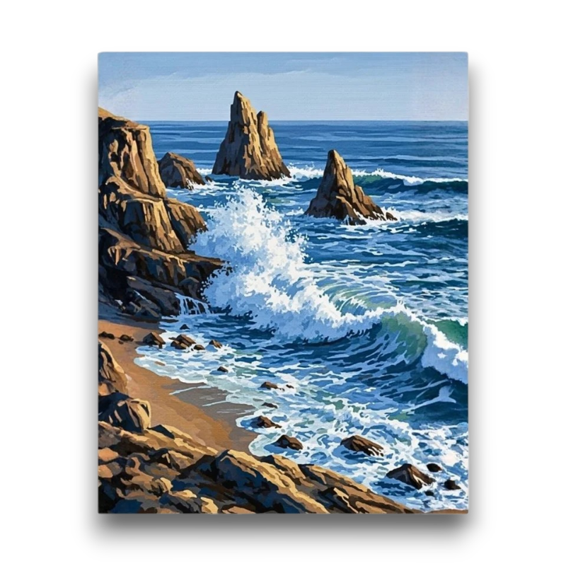 Rocky Ocean Waves Paint by Numbers