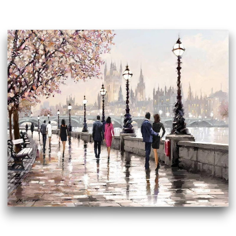 Romantic Walk Along the Thames Paint by Numbers