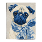 Royal Blue Pug Portrait Paint by Numbers
