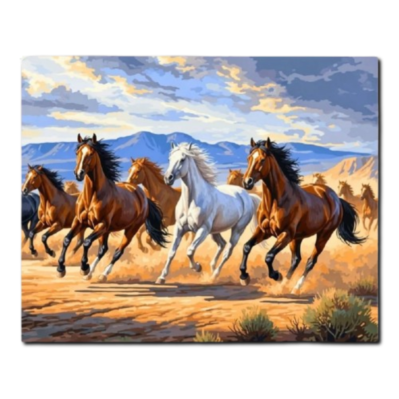 Running Horses in the Desert Paint by Numbers