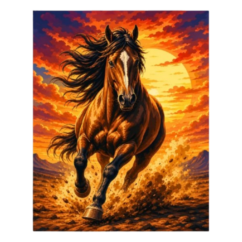Running Horse at Sunset Paint by Numbers