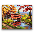 Rustic Autumn Bridge Paint by Numbers