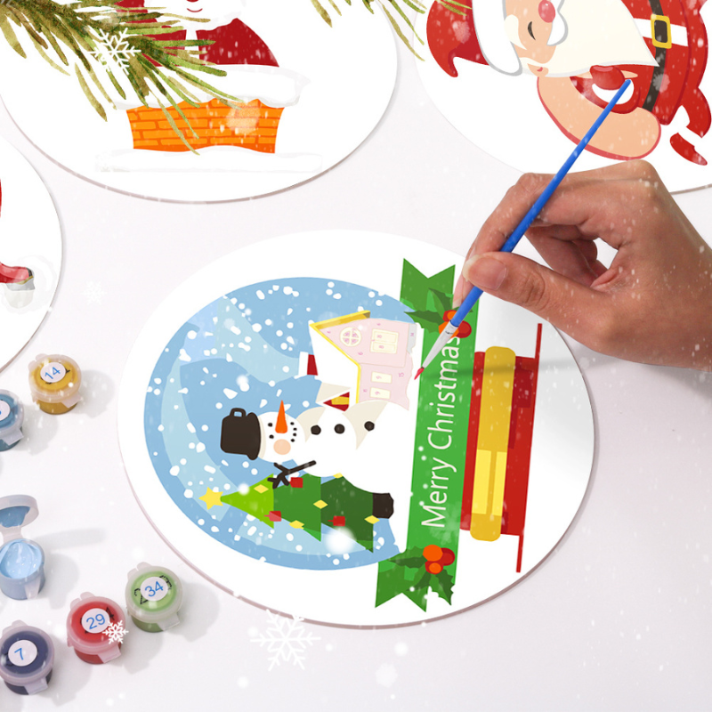 Santa & Snow Globe 4-Pieces Paint by Numbers Placemat