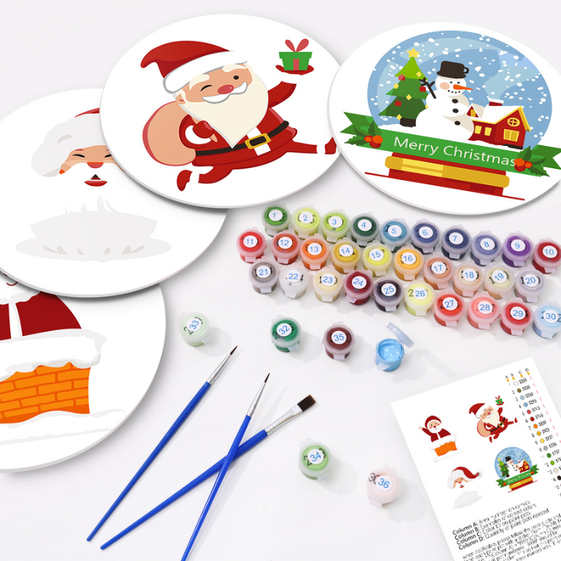 Santa & Snow Globe 4-Pieces Paint by Numbers Placemat