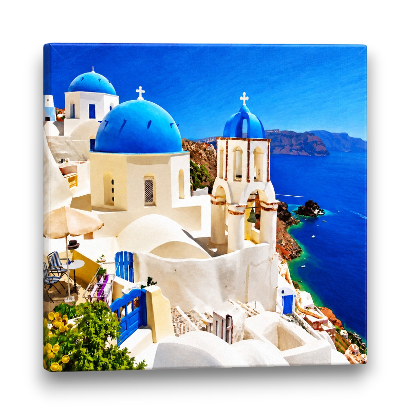 Santorini Blue Domes Paint by Numbers